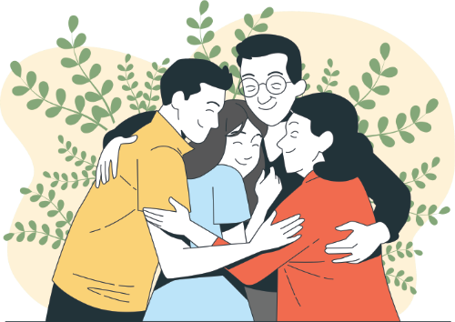 Family hugging each other